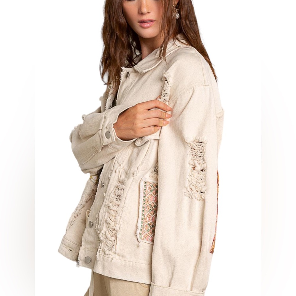 21. Women’s Natural Multi Patchwork Distressed De… - image 2